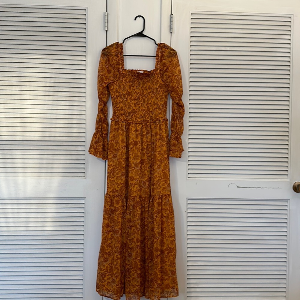 Burnt yellow long flowy dress
